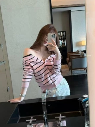 CC 25 Striped Cardigan Cashmere