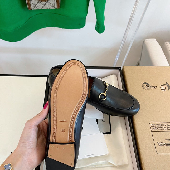 GG LOAFERS MULES BLACK BROWN SOLE