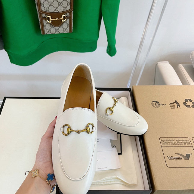 GG LOAFERS MULES WHITE BROWN SOLE