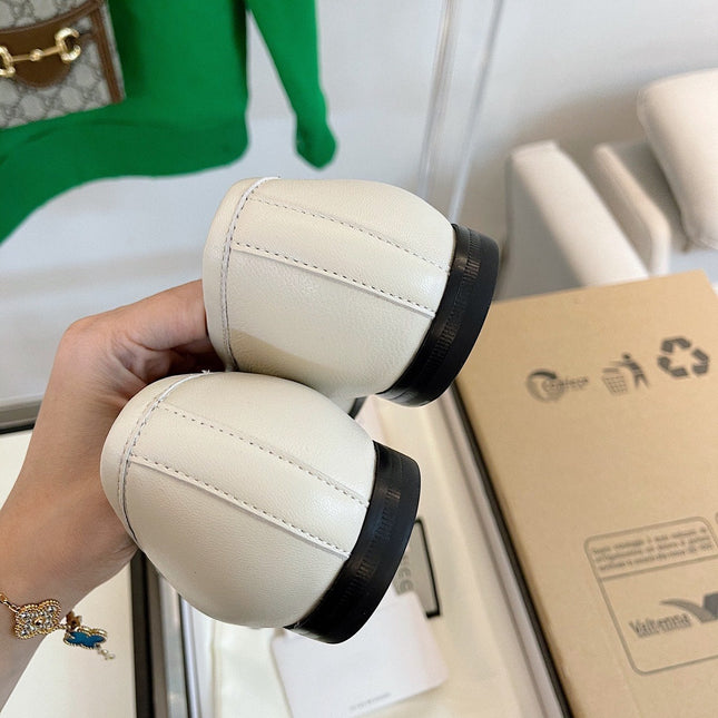 GG LOAFERS MULES WHITE BROWN SOLE