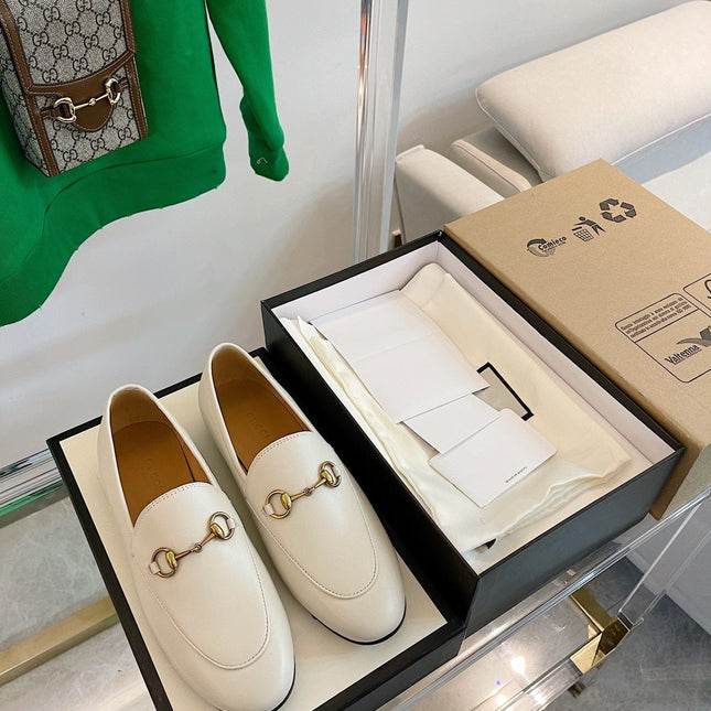 GG LOAFERS MULES WHITE BROWN SOLE