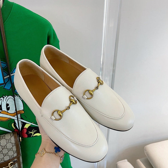 GG LOAFERS MULES WHITE BROWN SOLE