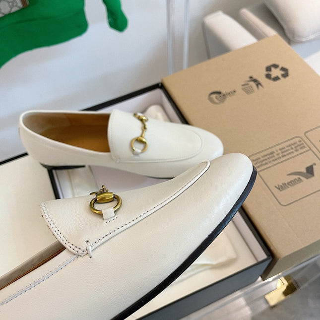 GG LOAFERS MULES WHITE BROWN SOLE