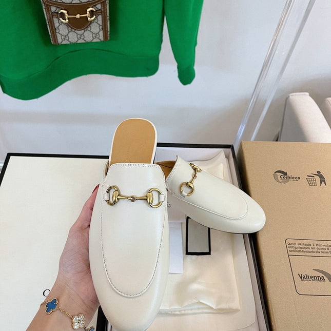 GG SLIPPER MULES WHITE