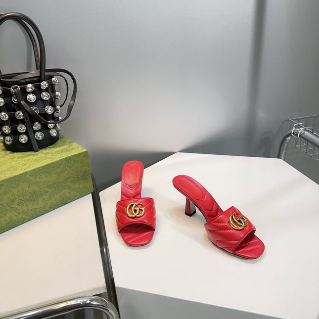 GG SANDALS HIGH-HEELED RED