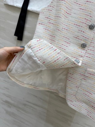 CC 25 Braided Vest And Pleated Skirt Multicolor Imported Fabric