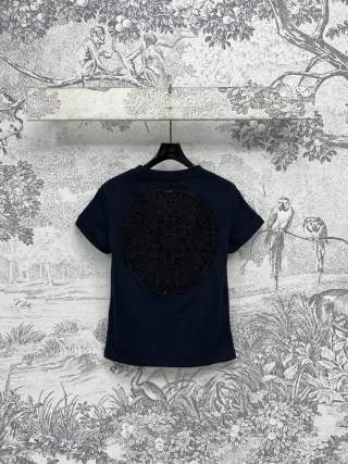 Loewe 25 Hollow Lace Short Sleeves t-shir Cotton