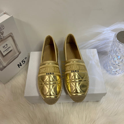 GRANVILLE ESPADRILLE GOLD QUILTED CANNAGE CALFSKIN