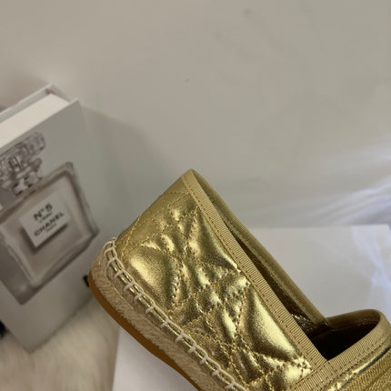 GRANVILLE ESPADRILLE GOLD QUILTED CANNAGE CALFSKIN
