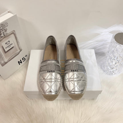 GRANVILLE ESPADRILLE SILVER QUILTED CANNAGE CALFSKIN
