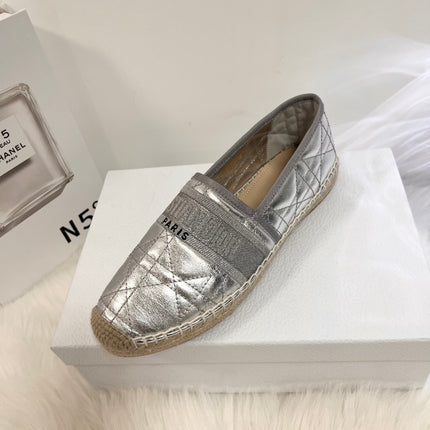 GRANVILLE ESPADRILLE SILVER QUILTED CANNAGE CALFSKIN