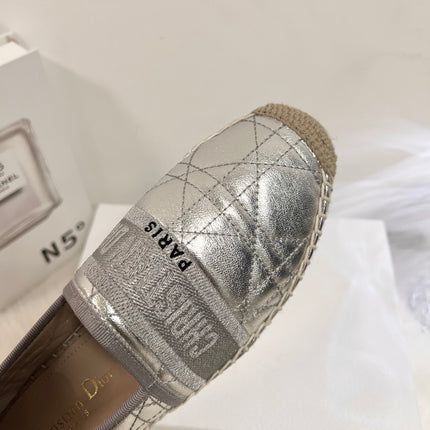 GRANVILLE ESPADRILLE SILVER QUILTED CANNAGE CALFSKIN