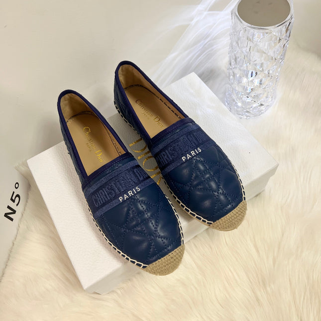 GRANVILLE ESPADRILLE NAVY BLUE QUILTED CANNAGE CALFSKIN