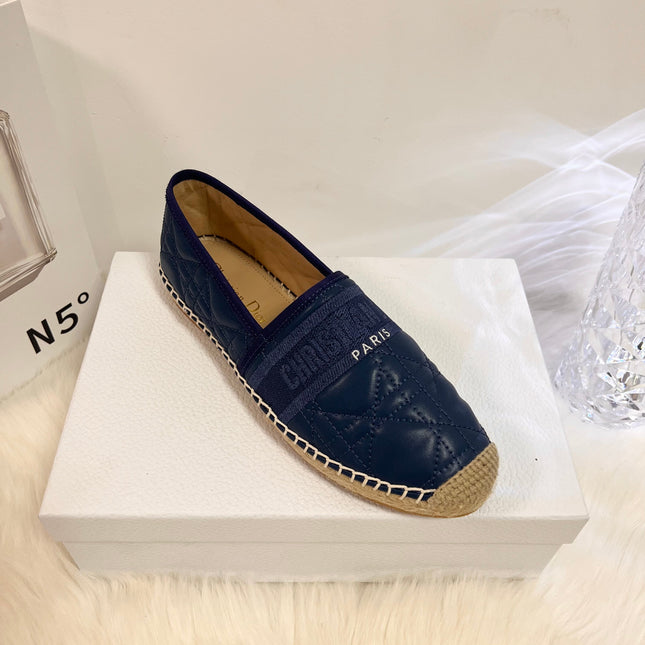 GRANVILLE ESPADRILLE NAVY BLUE QUILTED CANNAGE CALFSKIN