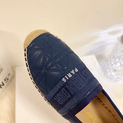 GRANVILLE ESPADRILLE NAVY BLUE QUILTED CANNAGE CALFSKIN