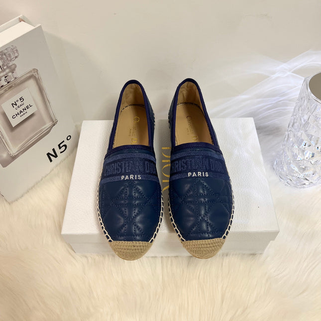 GRANVILLE ESPADRILLE NAVY BLUE QUILTED CANNAGE CALFSKIN