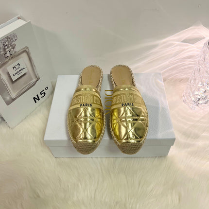 GRANVILLE ESPADRILLE MULE GOLD QUILTED CANNAGE CALFSKIN