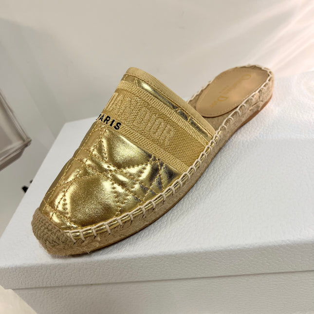 GRANVILLE ESPADRILLE MULE GOLD QUILTED CANNAGE CALFSKIN