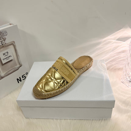 GRANVILLE ESPADRILLE MULE GOLD QUILTED CANNAGE CALFSKIN