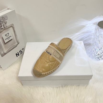 GRANVILLE ESPADRILLE MULE CAMEL BEIGE QUILTED CANNAGE CALFSKIN