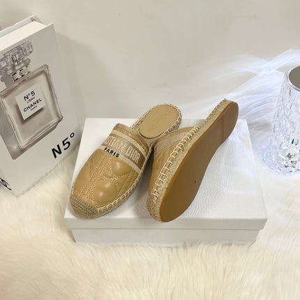 GRANVILLE ESPADRILLE MULE CAMEL BEIGE QUILTED CANNAGE CALFSKIN