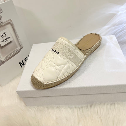 GRANVILLE ESPADRILLE MULE WHITE QUILTED CANNAGE CALFSKIN