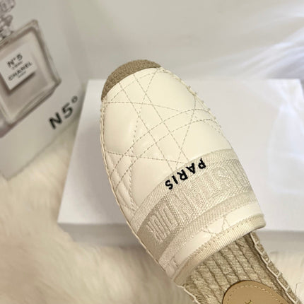 GRANVILLE ESPADRILLE MULE WHITE QUILTED CANNAGE CALFSKIN