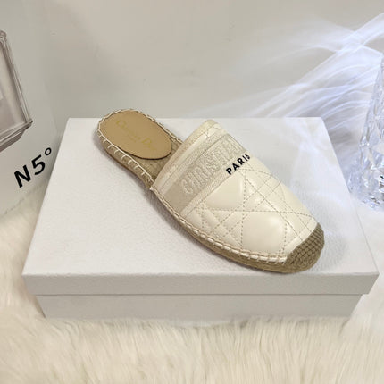 GRANVILLE ESPADRILLE MULE WHITE QUILTED CANNAGE CALFSKIN