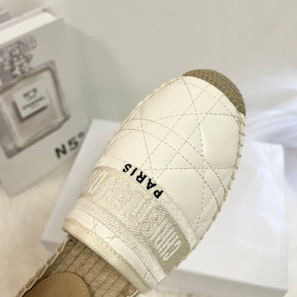 GRANVILLE ESPADRILLE MULE WHITE QUILTED CANNAGE CALFSKIN