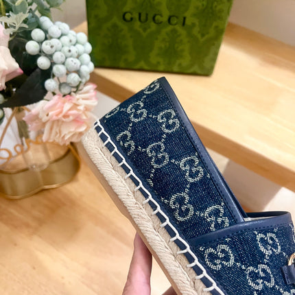 WOMEN'S ESPADRILLE WITH HORSEBIT IN NAVY BLUE DENIM