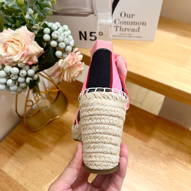 WEDGE PLATFORM SANDALS IN COLORFUL CANVAS 85 MM