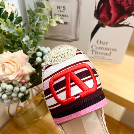 WEDGE PLATFORM SANDALS IN COLORFUL CANVAS 85 MM