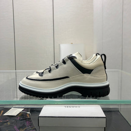 LOW TOP CASUAL SHOES IN BISQUE BEIGE LAMBSKIN AND SUEDE