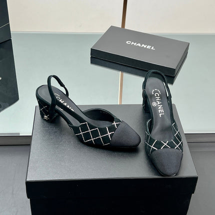 CC SLINGBACK 25S 65 MM IN BLACK SUEDE AND CRYSTALS