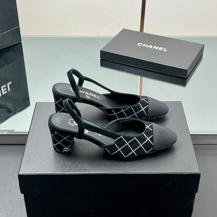 CC SLINGBACK 25S 65 MM IN BLACK SUEDE AND CRYSTALS