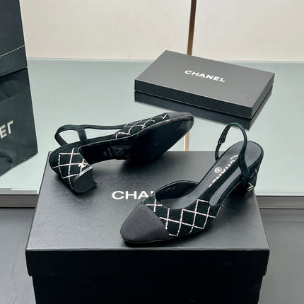 CC SLINGBACK 25S 65 MM IN BLACK SUEDE AND CRYSTALS
