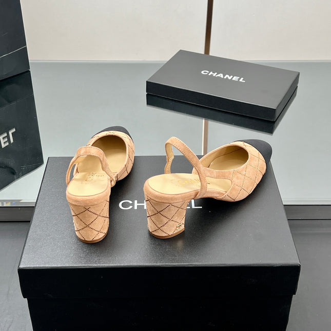 CC SLINGBACK 25S 65 MM IN BEIGE SUEDE AND CRYSTALS