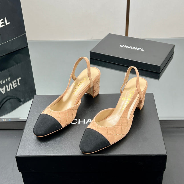 CC SLINGBACK 25S 65 MM IN BEIGE SUEDE AND CRYSTALS