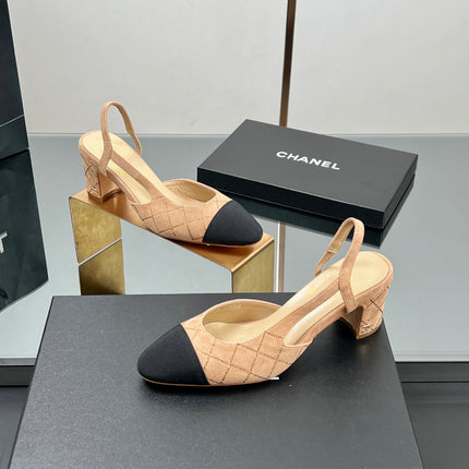 CC SLINGBACK 25S 65 MM IN BEIGE SUEDE AND CRYSTALS