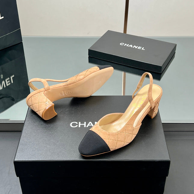 CC SLINGBACK 25S 65 MM IN BEIGE SUEDE AND CRYSTALS