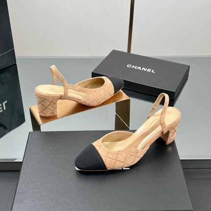 CC SLINGBACK 25S 65 MM IN BEIGE SUEDE AND CRYSTALS