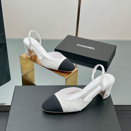 CC SLINGBACK 25S 65 MM IN WHITE SUEDE AND CRYSTALS