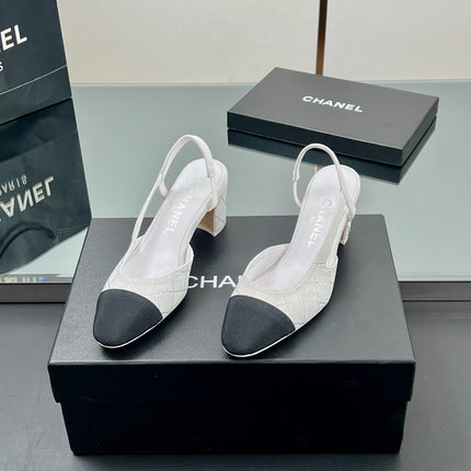 CC SLINGBACK 25S 65 MM IN WHITE SUEDE AND CRYSTALS