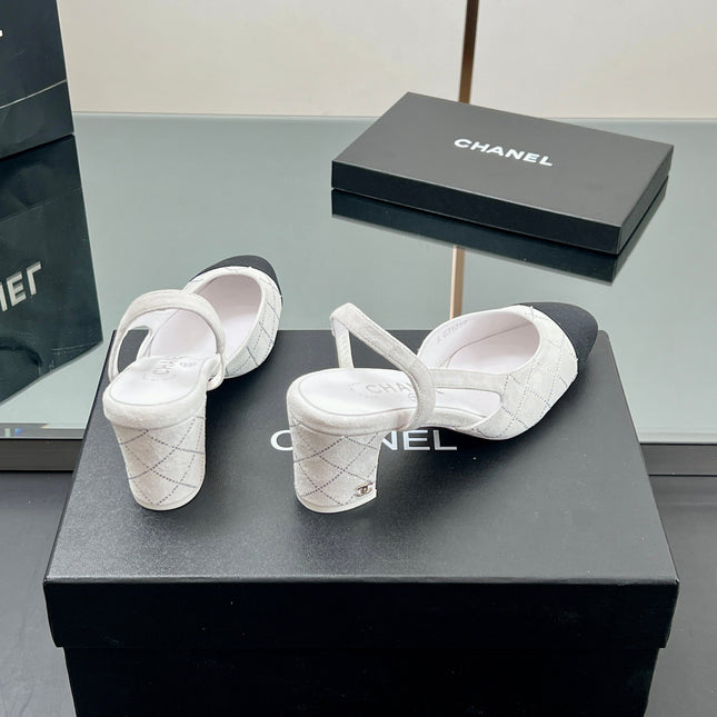 CC SLINGBACK 25S 65 MM IN WHITE SUEDE AND CRYSTALS