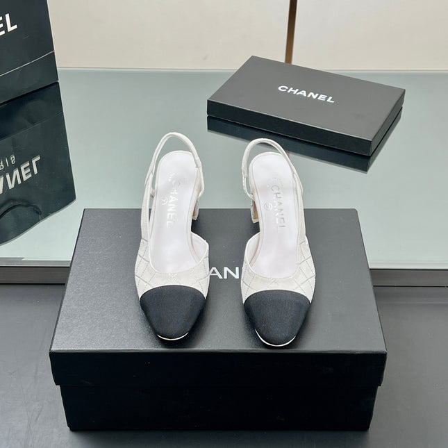 CC SLINGBACK 25S 65 MM IN WHITE SUEDE AND CRYSTALS