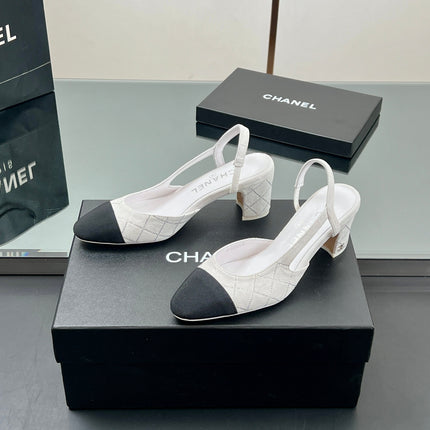 CC SLINGBACK 25S 65 MM IN WHITE SUEDE AND CRYSTALS