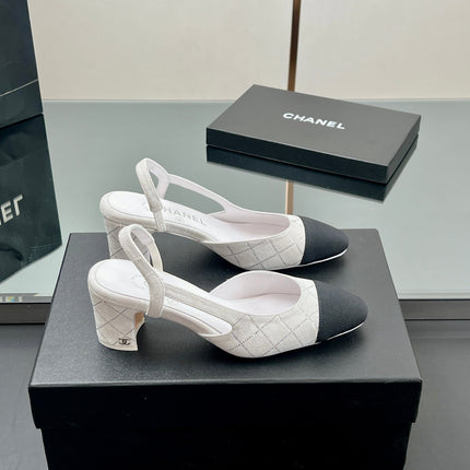 CC SLINGBACK 25S 65 MM IN WHITE SUEDE AND CRYSTALS