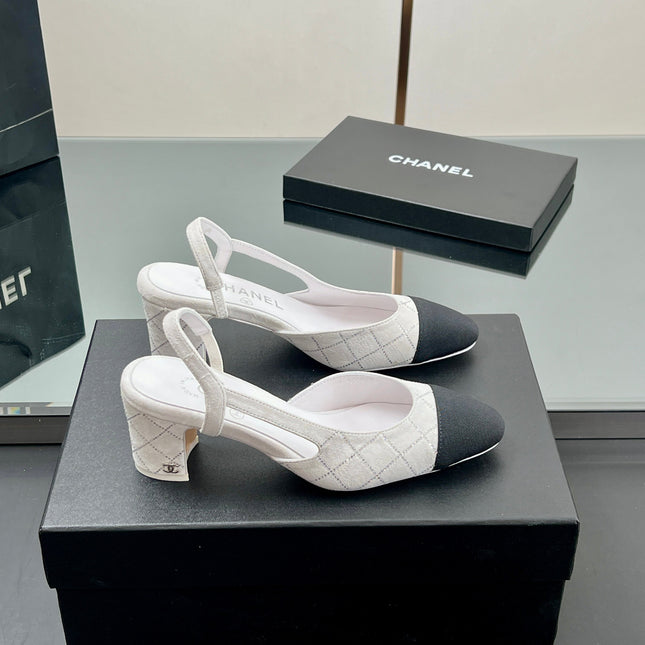 CC SLINGBACK 25S 65 MM IN WHITE SUEDE AND CRYSTALS