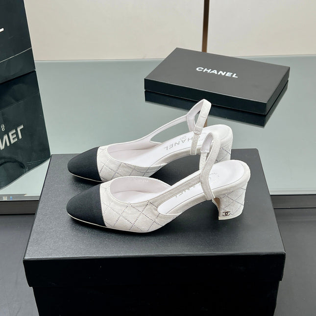 CC SLINGBACK 25S 65 MM IN WHITE SUEDE AND CRYSTALS