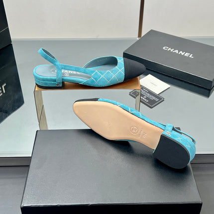 CC SLINGBACK 25S 25 MM IN BLUE SUEDE AND BLACK FABRIC